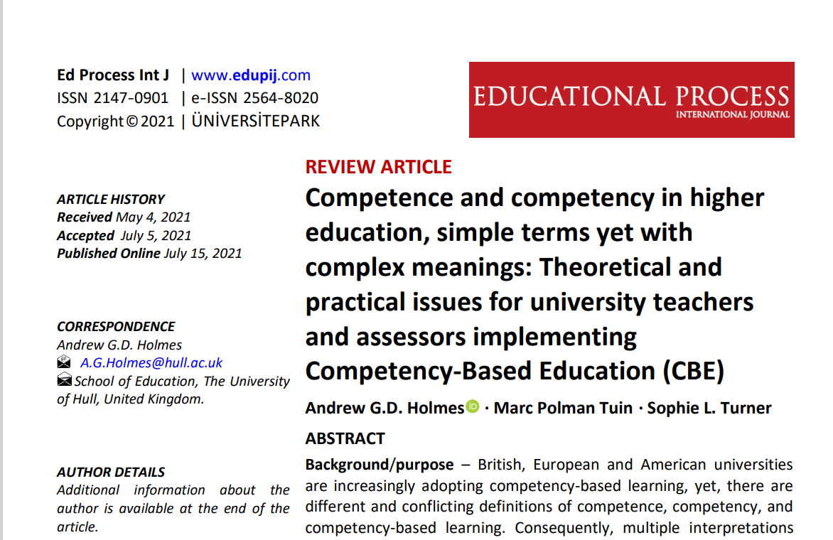 Competence and competency in HE: Theoretical and practical issues for teachers and assessors
