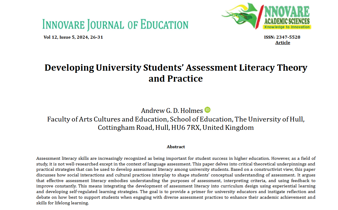 Developing Students’ Assessment Literacy: Theory and Practice