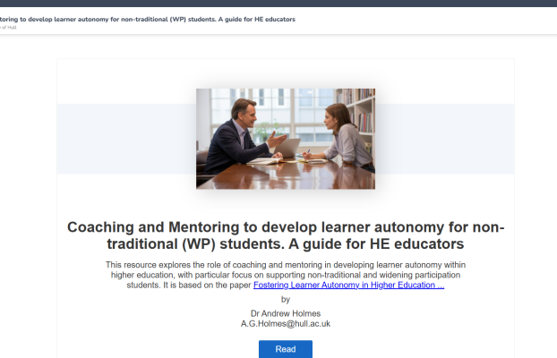 Developing WP students’ autonomy through coaching and mentoring – interactive resource for HE educators